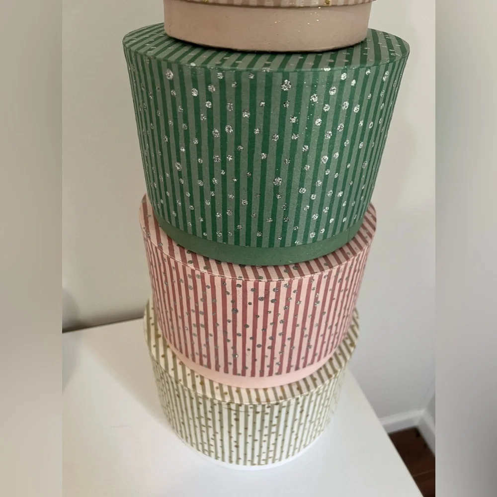 NWT 5- nesting stackable hat boxes decorative storage closet Christmas Decor - Picture 7 of 7